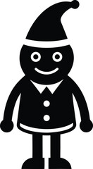 Flat Style Shiloette Christmas Character With Festive Hat Fr