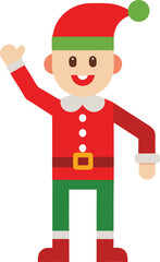Flat Style Vector Art Christmas Character With Cheerful Wave