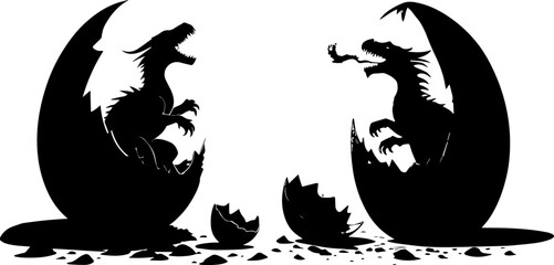 Hatching Baby Dragon Silhouettes - Fantasy Newborn Creatures