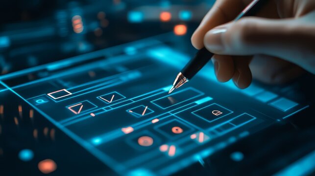 A digital survey form on a screen, showcasing checkboxes and online questionnaires for data collection and education.