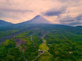 Drone Aerial Photo of Mount Merapi