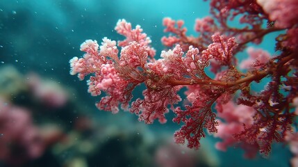 Fototapeta premium Close-up of a vibrant pink sea coral branch.