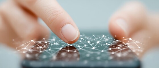 Interaction with digital technology mobile device usage urban setting visual content close-up perspective connectivity concept