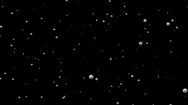 Animated golf balls falling or moving through a dark abstract space, creating a dynamic visual background or overlay effect.