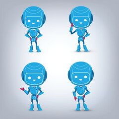 Robot in blue color with hand gestures design art