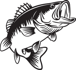 Aggressive Largemouth Bass Fish Jumping Vector Illustration. Aggressive Largemouth Bass Fish Jumping Vector Illustration.