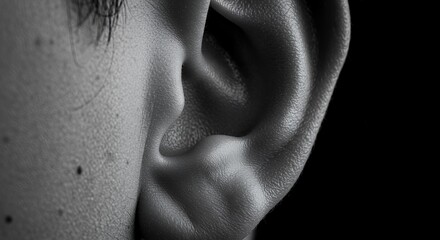 Fototapeta premium Intricate Details: A Black and White Close-Up of a Human Ear
