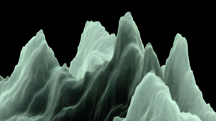 glowing peaks shaped like soundwaves under cascading streams of data