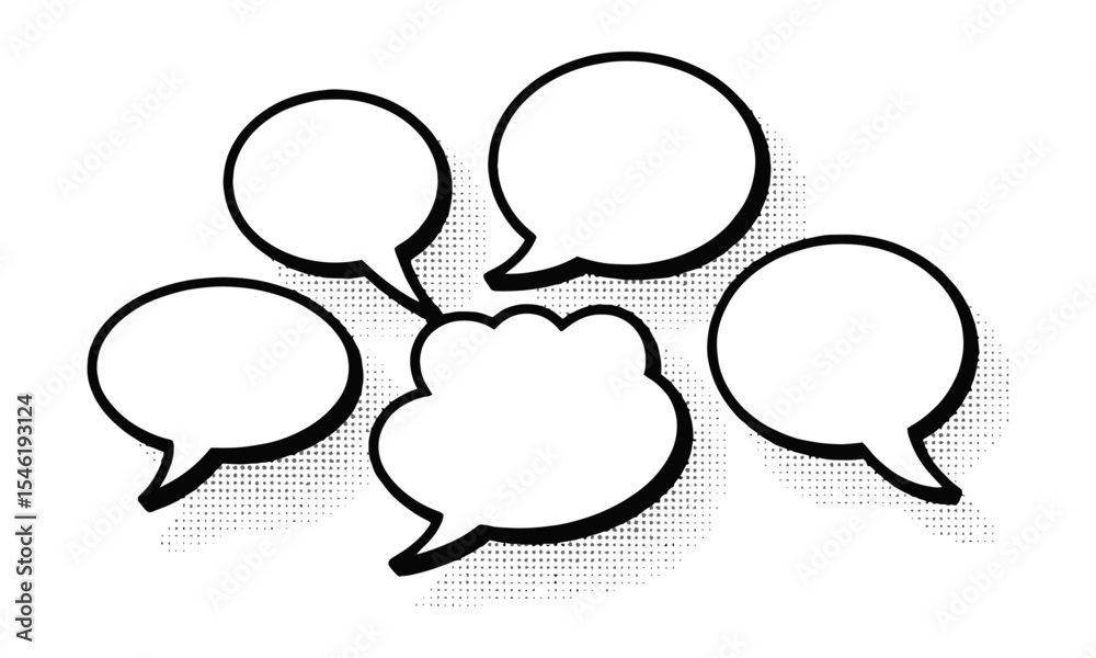 Fototapete modern vector illustration featuring a collection of comic-style speech bubbles in various elliptica