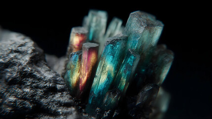 range built from light shards and glowing ridges beneath stormy digital sky