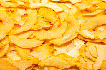 texture and background of dried melon slices. fruits and vitamins. Healthy food.