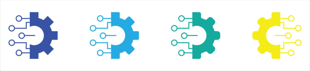 Digital Gear Circuit Icon &ndash; Technology Integration and Automation Symbol