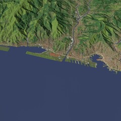 3D illustration of city and urban in Genoa Italy