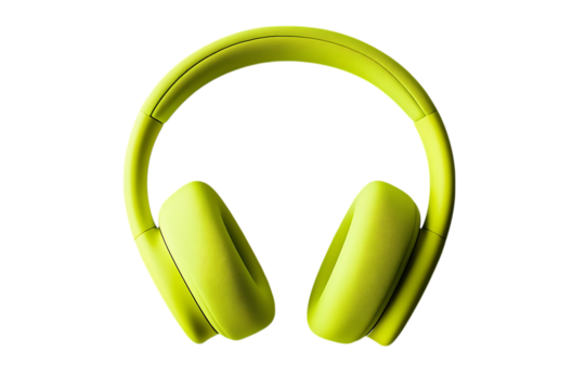 Lime Yellow Air Pods Max, High Quality Headphones Isolated on transparent Background