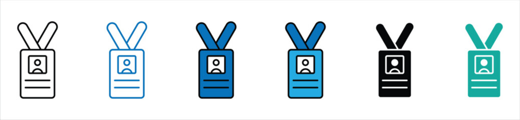 ID Card and Employee Badge Icons – Identification and Access Pass Symbols