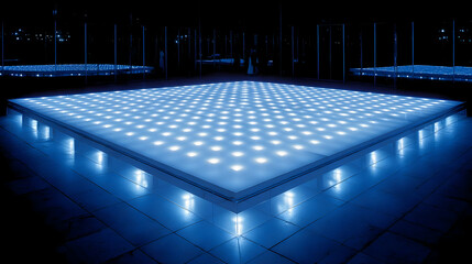 glowing cubes creating shifting patterns across a giant flat surface