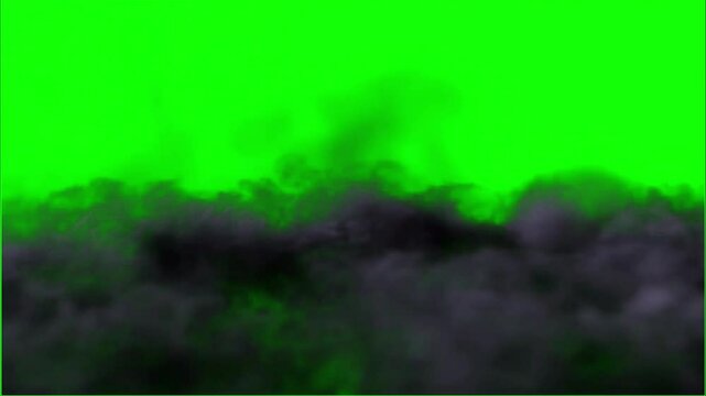 Black Smoke Rising on Green Screen Background - Realistic Smoke Effect Animation
