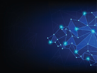 Futuristic Low Poly Abstract Background with Blue Polygonal Geometric Shapes and Gradient Mesh Pattern. Modern Digital Design for Wallpaper or Banner.