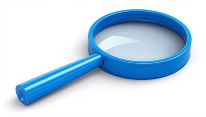 Stylized minimalistic blue and white magnifying glass icon with a subtle shadow effect