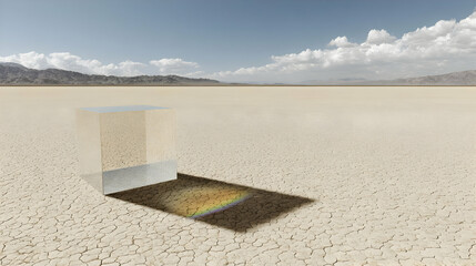 sphere with rotating rings hovering over a synthetic marble floor