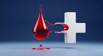 Blood Donation Symbol with Drop and Cross
