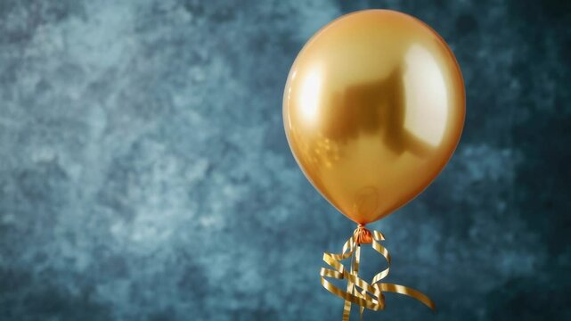 A golden balloon with a gold ribbon attachment