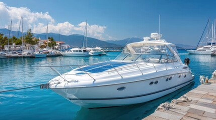 Fototapeta premium Exploring Renewable Energy and Sustainability through Solar Power in a Luxurious Marina Setting