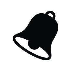Notification Bell Vector, Flat Black Alert Icon.