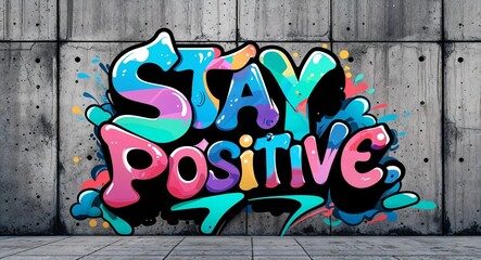 stay positive graffiti lettering design on concrete wall background motivation inspiration quote saying