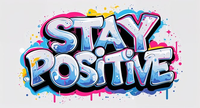 stay positive graffiti lettering illustration design on plain white background motivation inspiration quote saying