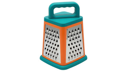 Isolated Box Grater with Turquoise and Orange Trim