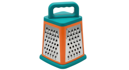 Isolated Box Grater with Turquoise and Orange Trim