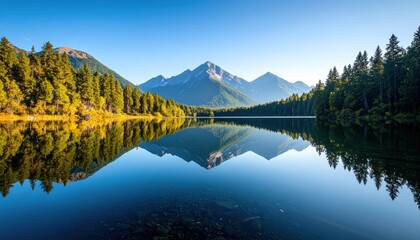 Obraz premium Serene Mountain Lake Reflection