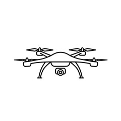 Line art illustration of a quadcopter drone with camera  