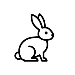 Fototapeta premium Simple line drawing of a sitting rabbit on a white background 