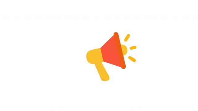 Animated digital marketing Simple cartoon red and yellow megaphone suitable for announcements or promotions, perfect for educational materials or advertising designs for events.