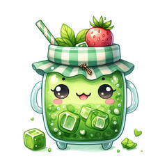 illustration of a glass of green tea