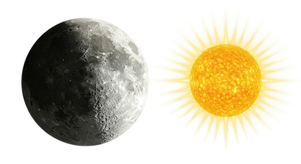Isolated Moon and Sun