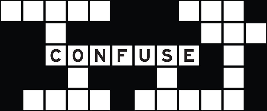 Alphabet letter in word confuse on crossword puzzle background