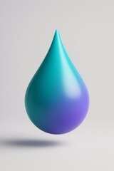 Minimalist 3D teardrop in teal and purple gradient