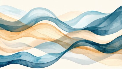 Abstract Watercolor Waves Background Design