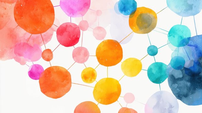 Network flat design top view theme information technology water color vivid. 