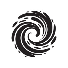Spiral swirl abstract silhouette icon, circular motion energy symbol graphic isolated on white background.