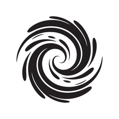 Spiral swirl abstract silhouette icon, circular motion energy symbol graphic isolated on white background.