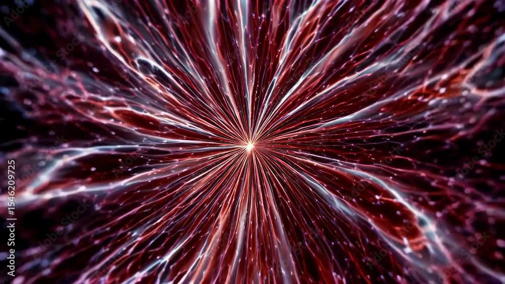 Wall mural a close up of a red and white fireworks exploding in the dark