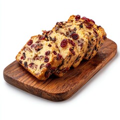 Realistic cranberry cantuccini on wooden board for gourmet dessert presentation