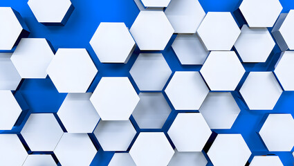 A modern abstract design features interlocking geometric hexagon shapes arranged in a seamless pattern 