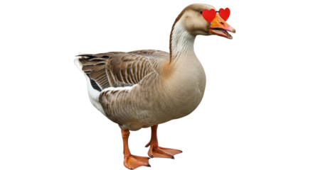 Isolated Goose with Heart Glasses