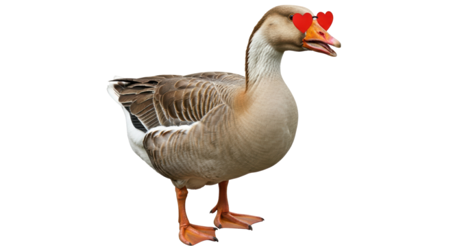 Isolated Goose with Heart Glasses - Powered by Adobe