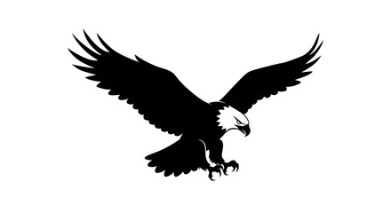 Majestic bald eagle in flight, wings outstretched, preparing to land.